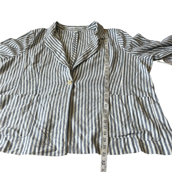 NWT Caslon Stripe Linen Blend Blazer In Blue-Ivory Brianne Stripe Plus Size 4X - Picture 8 of 10